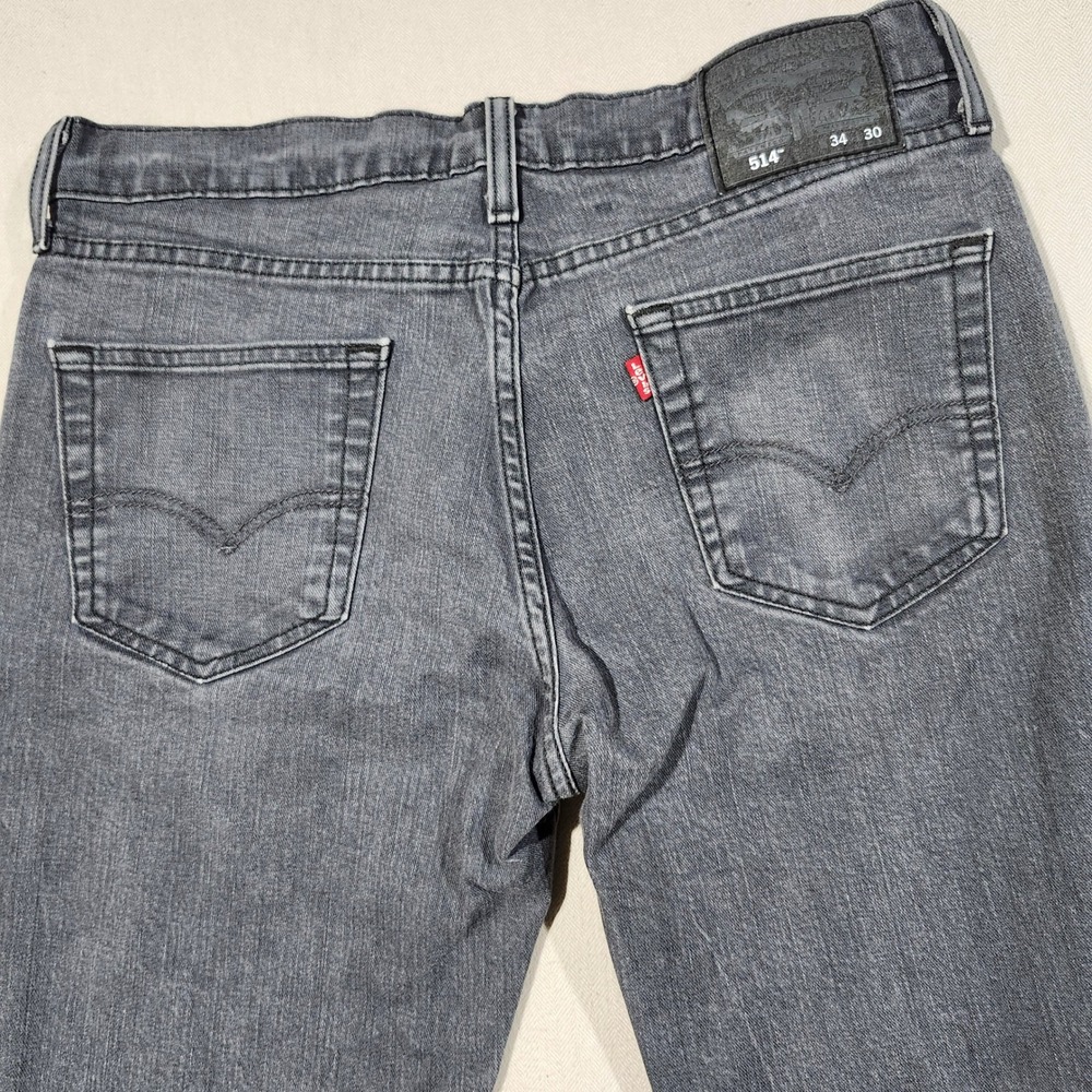 Levis 514‎ Straight Fit Mens Jeans Gray Faded Denim 34x30 00514-0435 Classic
